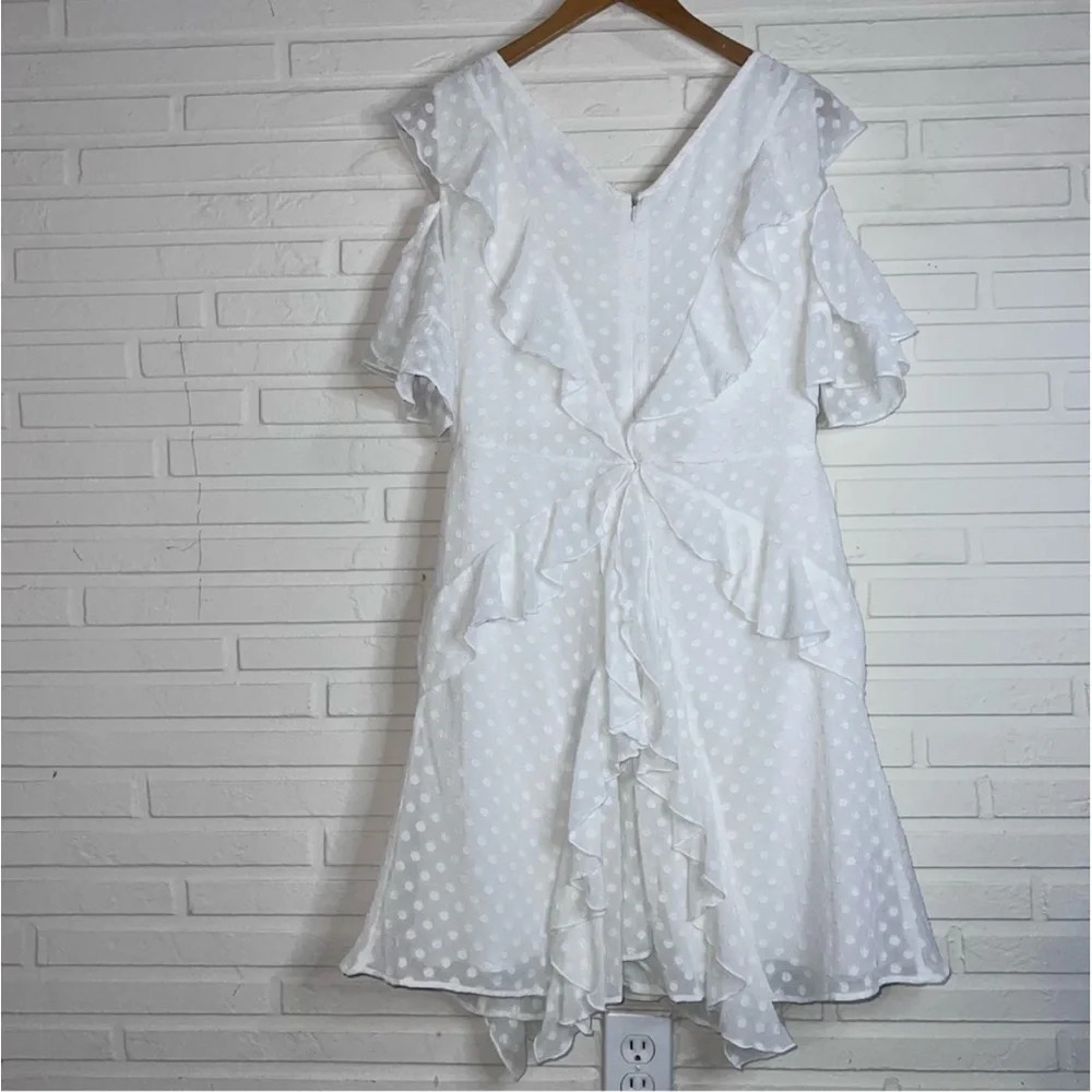 Walter Baker Off White Vickie Polka Dot Cold Shoulder Dress, Women’s Size 8